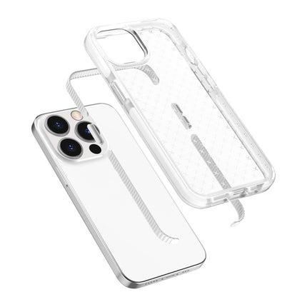 Grid Pattern Shockproof Transparent TPU Phone Case For iPhone 13 Pro(White)-garmade.com