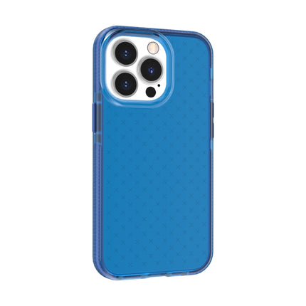 Grid Pattern Shockproof Transparent TPU Phone Case For iPhone 13 Pro(Blue)-garmade.com