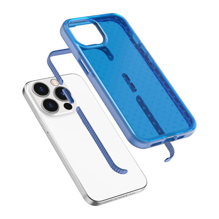 Grid Pattern Shockproof Transparent TPU Phone Case For iPhone 13 Pro(Blue)-garmade.com