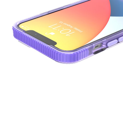 Grid Pattern Shockproof Transparent TPU Phone Case For iPhone 13 Pro(Purple)-garmade.com