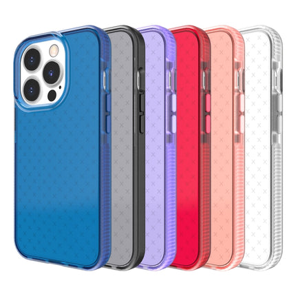 Grid Pattern Shockproof Transparent TPU Phone Case For iPhone 13 Pro(Purple)-garmade.com