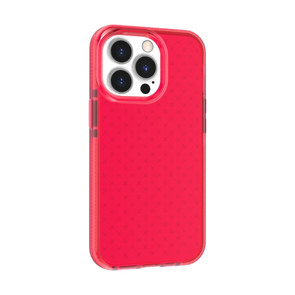 Grid Pattern Shockproof Transparent TPU Phone Case For iPhone 13 Pro(Red)-garmade.com