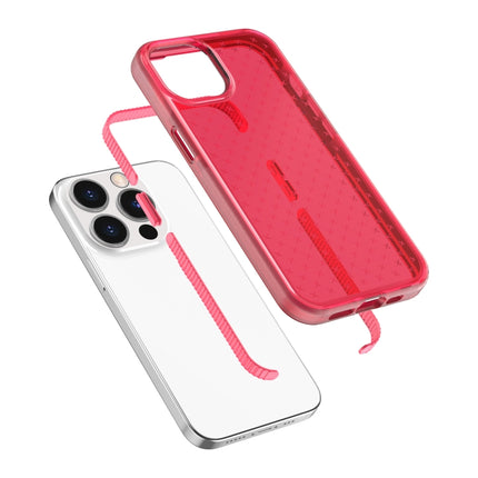 Grid Pattern Shockproof Transparent TPU Phone Case For iPhone 13 Pro(Red)-garmade.com