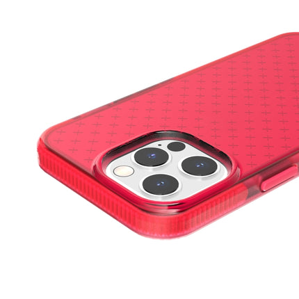 Grid Pattern Shockproof Transparent TPU Phone Case For iPhone 13 Pro(Red)-garmade.com