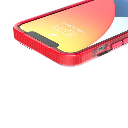 Grid Pattern Shockproof Transparent TPU Phone Case For iPhone 13 Pro(Red)-garmade.com