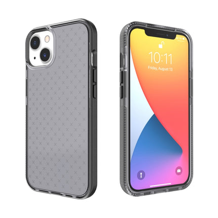 Grid Pattern Shockproof Transparent TPU Phone Case For iPhone 13 mini(Black)-garmade.com