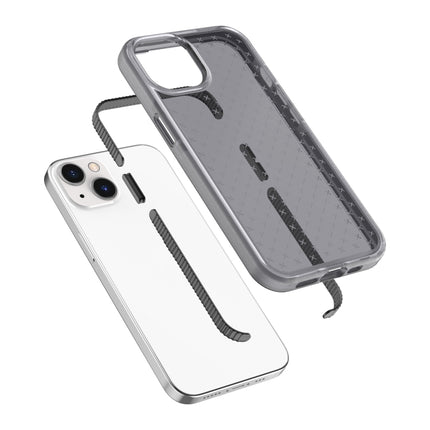 Grid Pattern Shockproof Transparent TPU Phone Case For iPhone 13 mini(Black)-garmade.com
