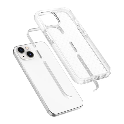 Grid Pattern Shockproof Transparent TPU Phone Case For iPhone 13 mini(White)-garmade.com