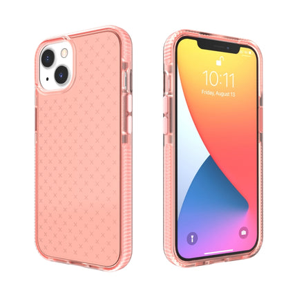 Grid Pattern Shockproof Transparent TPU Phone Case For iPhone 13 mini(Pink)-garmade.com