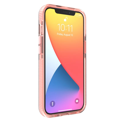 Grid Pattern Shockproof Transparent TPU Phone Case For iPhone 13 mini(Pink)-garmade.com