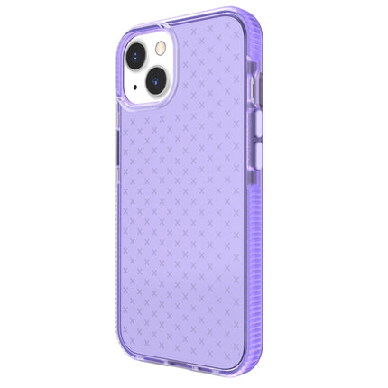 Grid Pattern Shockproof Transparent TPU Phone Case For iPhone 13 mini(Purple)-garmade.com