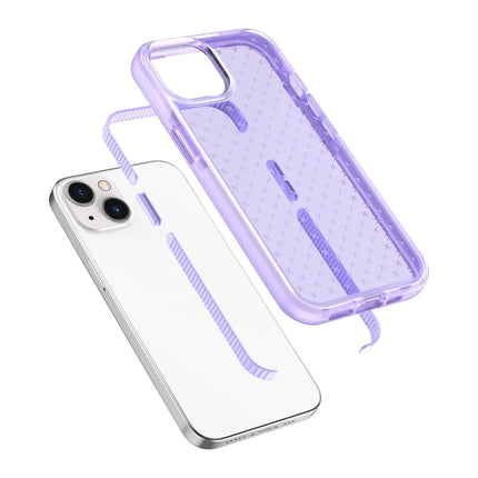 Grid Pattern Shockproof Transparent TPU Phone Case For iPhone 13 mini(Purple)-garmade.com