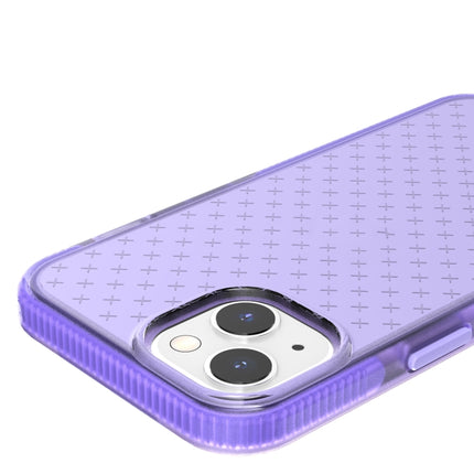 Grid Pattern Shockproof Transparent TPU Phone Case For iPhone 13 mini(Purple)-garmade.com