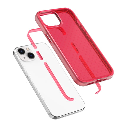 Grid Pattern Shockproof Transparent TPU Phone Case For iPhone 13 mini(Red)-garmade.com
