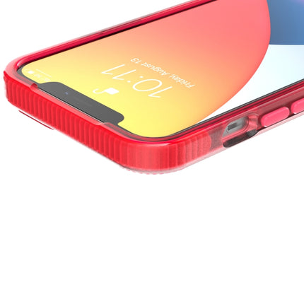 Grid Pattern Shockproof Transparent TPU Phone Case For iPhone 13 mini(Red)-garmade.com