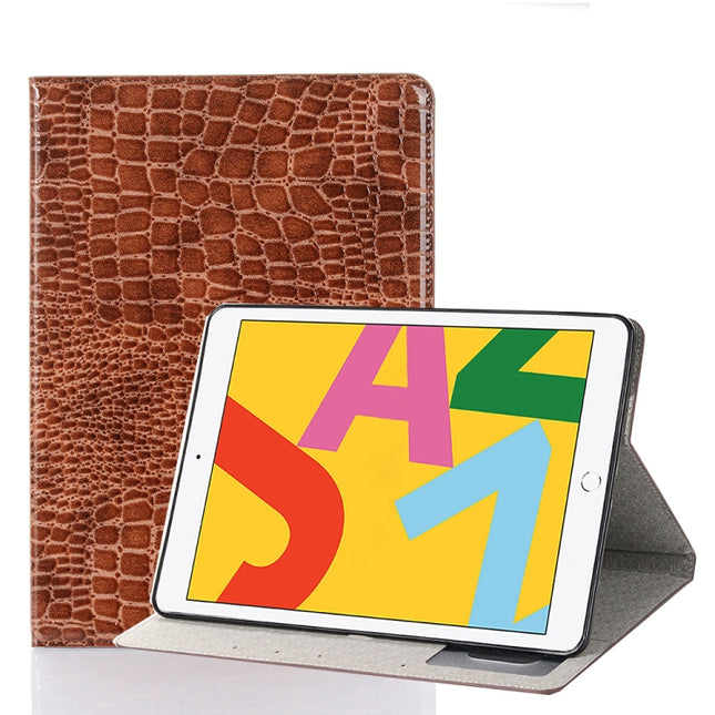 For iPad 10.2 / 10.5 Crocodile Texture Horizontal Flip Leather Case with Holder & Card Slots & Wallet(Brown)-garmade.com