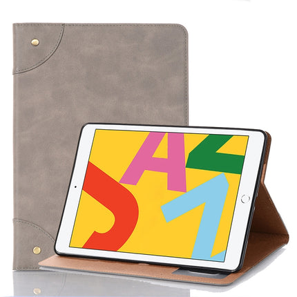 For iPad 10.2 / 10.5 Retro Book Style Horizontal Flip Leather Case with Holder & Card Slots & Wallet(Grey)-garmade.com