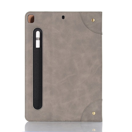 For iPad 10.2 / 10.5 Retro Book Style Horizontal Flip Leather Case with Holder & Card Slots & Wallet(Grey)-garmade.com