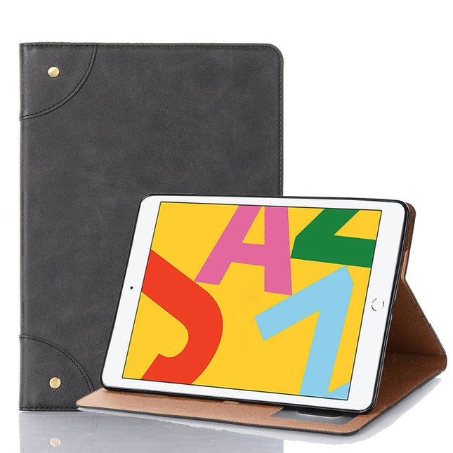 For iPad 10.2 / 10.5 Retro Book Style Horizontal Flip Leather Case with Holder & Card Slots & Wallet(Black)-garmade.com