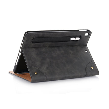 For iPad 10.2 / 10.5 Retro Book Style Horizontal Flip Leather Case with Holder & Card Slots & Wallet(Black)-garmade.com
