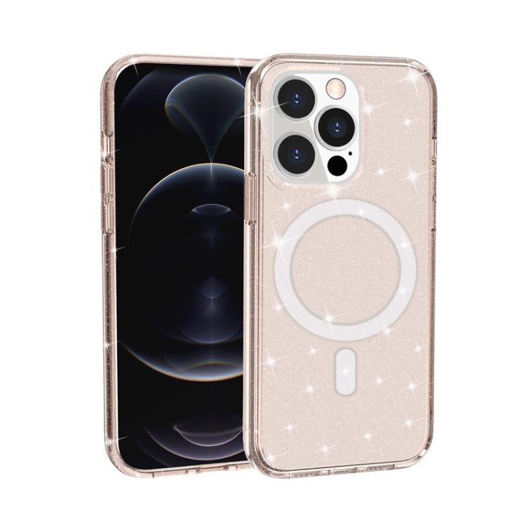 Terminator Style Glitter Powder MagSafe Magnetic Phone Case For iPhone 13 Pro(Gold)-garmade.com
