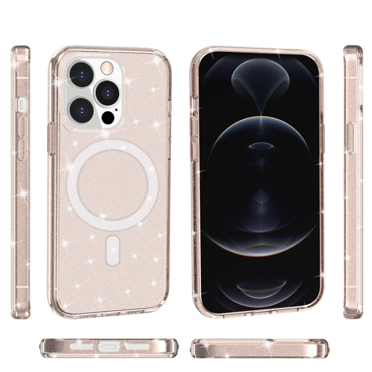 Terminator Style Glitter Powder MagSafe Magnetic Phone Case For iPhone 13 Pro(Gold)-garmade.com