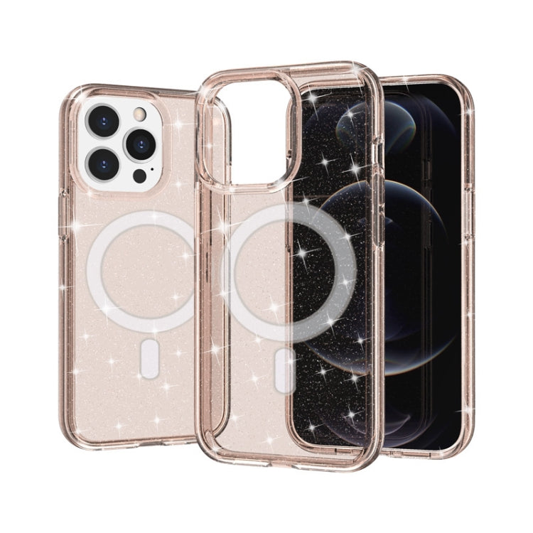 Terminator Style Glitter Powder MagSafe Magnetic Phone Case For iPhone 13 Pro(Gold)-garmade.com