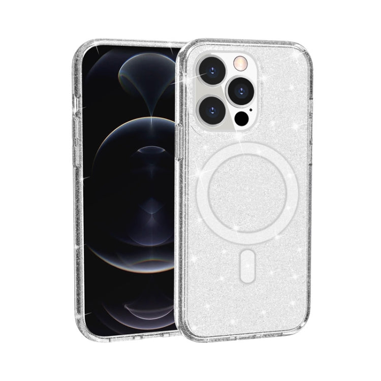 Terminator Style Glitter Powder MagSafe Magnetic Phone Case For iPhone 13 Pro(White)-garmade.com