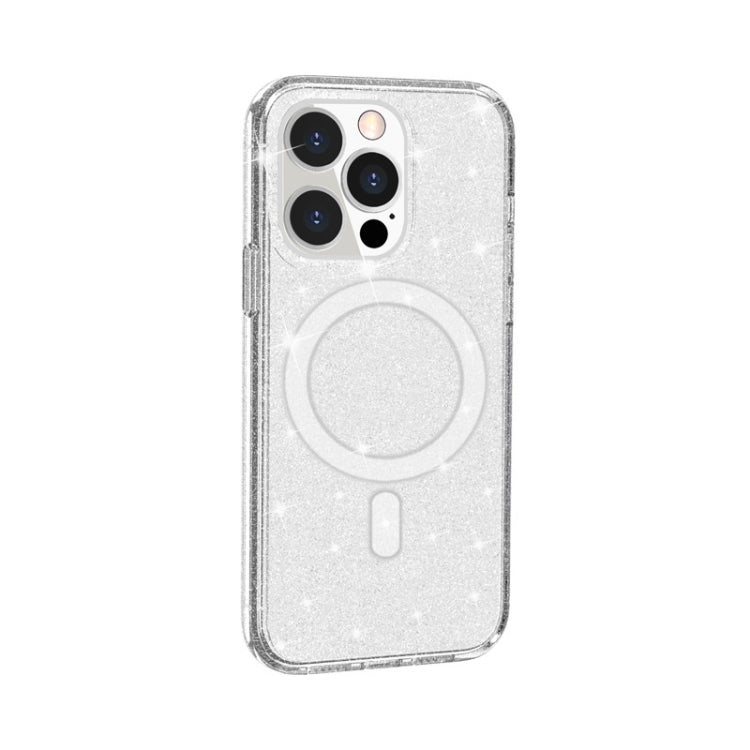 Terminator Style Glitter Powder MagSafe Magnetic Phone Case For iPhone 13 Pro(White)-garmade.com