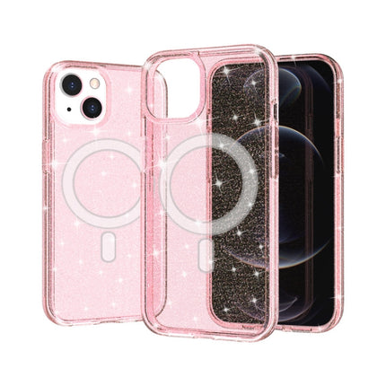 Terminator Style Glitter Powder MagSafe Magnetic Phone Case For iPhone 13 mini(Pink)-garmade.com
