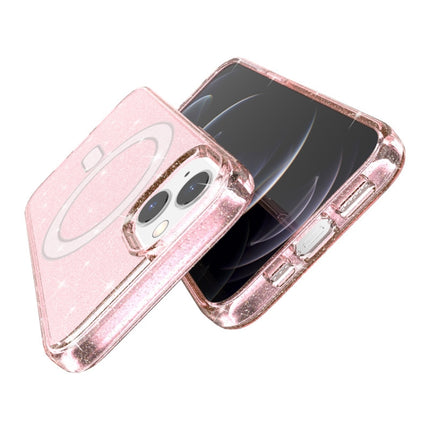 Terminator Style Glitter Powder MagSafe Magnetic Phone Case For iPhone 13 mini(Pink)-garmade.com