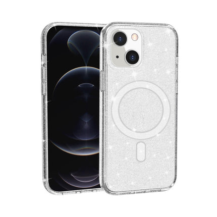 Terminator Style Glitter Powder MagSafe Magnetic Phone Case For iPhone 13 mini(White)-garmade.com