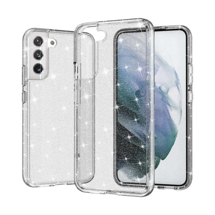 For Samsung Galaxy S22 5G Shockproof Terminator Style Glitter Powder Protective Phone Case(White)-garmade.com