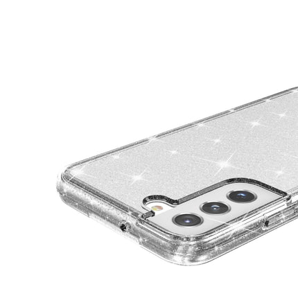For Samsung Galaxy S22+ 5G Shockproof Terminator Style Glitter Powder Protective Phone Case(White)-garmade.com