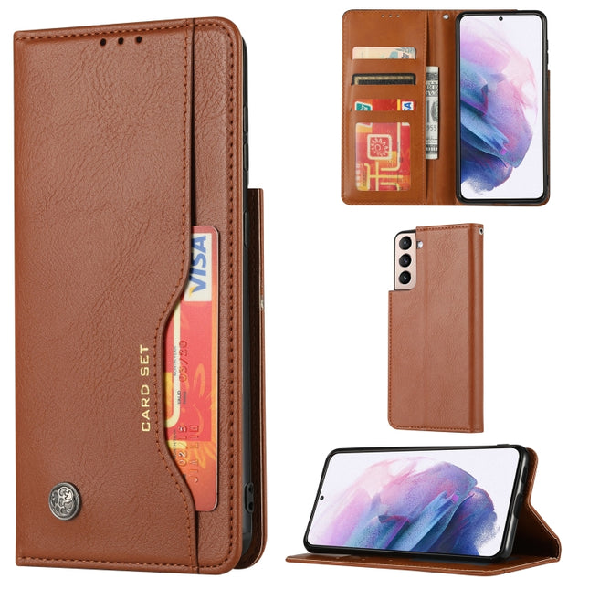 For Samsung Galaxy S22+ 5G Knead Skin Texture Leather Phone Case(Brown)-garmade.com