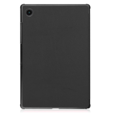 For Samsung Galaxy Tab A8 2021 Three-folding Holder Custer Texture Leather Tablet Case(Black)-garmade.com