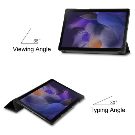 For Samsung Galaxy Tab A8 2021 Three-folding Holder Custer Texture Leather Tablet Case(Black)-garmade.com