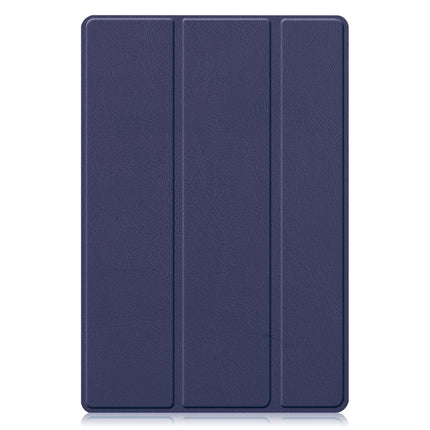 For Samsung Galaxy Tab A8 2021 Three-folding Holder Custer Texture Leather Tablet Case(Dark Blue)-garmade.com