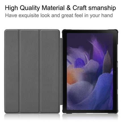 For Samsung Galaxy Tab A8 2021 Three-folding Holder Custer Texture Leather Tablet Case(Dark Blue)-garmade.com