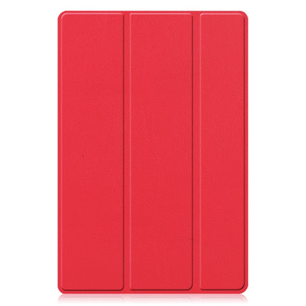 For Samsung Galaxy Tab A8 2021 Three-folding Holder Custer Texture Leather Tablet Case(Red)-garmade.com