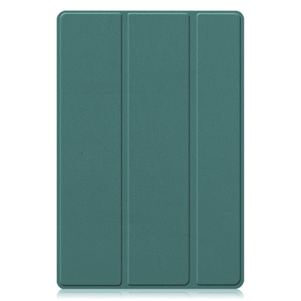 For Samsung Galaxy Tab A8 2021 Three-folding Holder Custer Texture Leather Tablet Case(Dark Green)-garmade.com