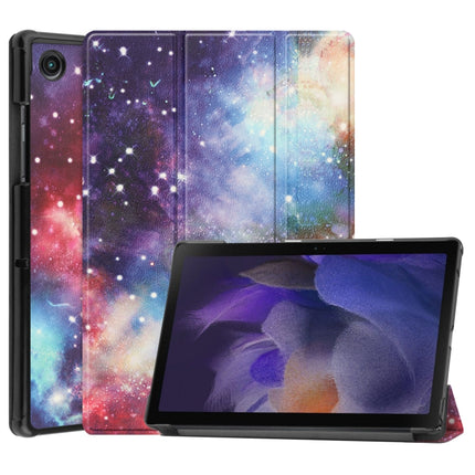 For Samsung Galaxy Tab A8 2021 Painted Leather Tablet Case with 3-Fold Holder(Milky Way)-garmade.com