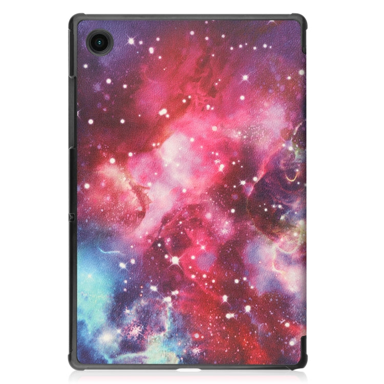 For Samsung Galaxy Tab A8 2021 Painted Leather Tablet Case with 3-Fold Holder(Milky Way)-garmade.com