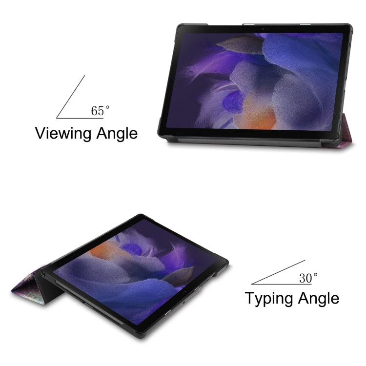 For Samsung Galaxy Tab A8 2021 Painted Leather Tablet Case with 3-Fold Holder(Milky Way)-garmade.com