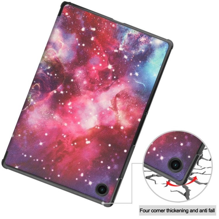 For Samsung Galaxy Tab A8 2021 Painted Leather Tablet Case with 3-Fold Holder(Milky Way)-garmade.com