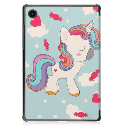 For Samsung Galaxy Tab A8 2021 Painted Leather Tablet Case with 3-Fold Holder(Unicorn)-garmade.com