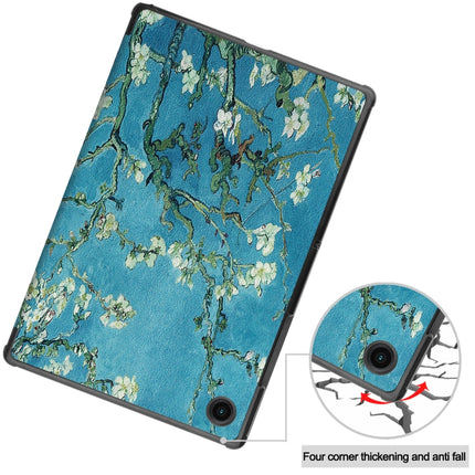 For Samsung Galaxy Tab A8 2021 Painted Leather Tablet Case with 3-Fold Holder(Apricot Blossom)-garmade.com