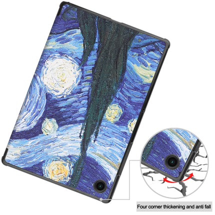 For Samsung Galaxy Tab A8 2021 Painted Leather Tablet Case with 3-Fold Holder(Starry Sky)-garmade.com
