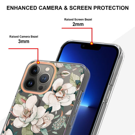 Flowers and Plants Series IMD TPU Phone Case For iPhone 13 Pro(Green Gardenia)-garmade.com