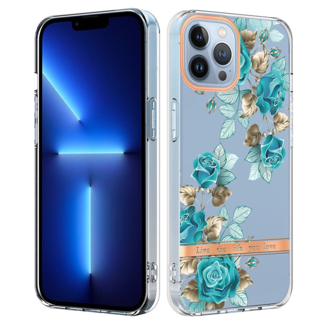 Flowers and Plants Series IMD TPU Phone Case For iPhone 13 Pro(Blue Rose)-garmade.com